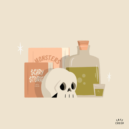 Drinks & Scary Stories (art print)